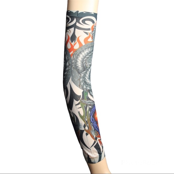 Temporary Tattoo Sleeves Body Art Arm Sun Protector UV protection arm Sleeves - Picture 7 of 8